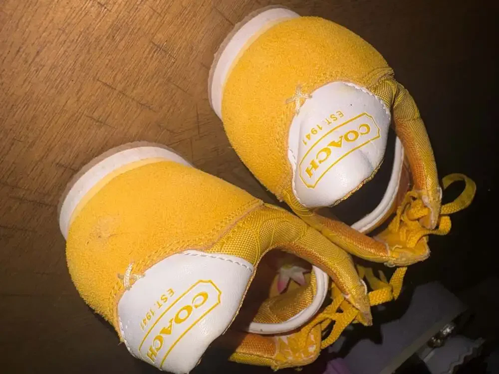 Coach Patti Signature Logo Yellow Lace-Up Sneakers